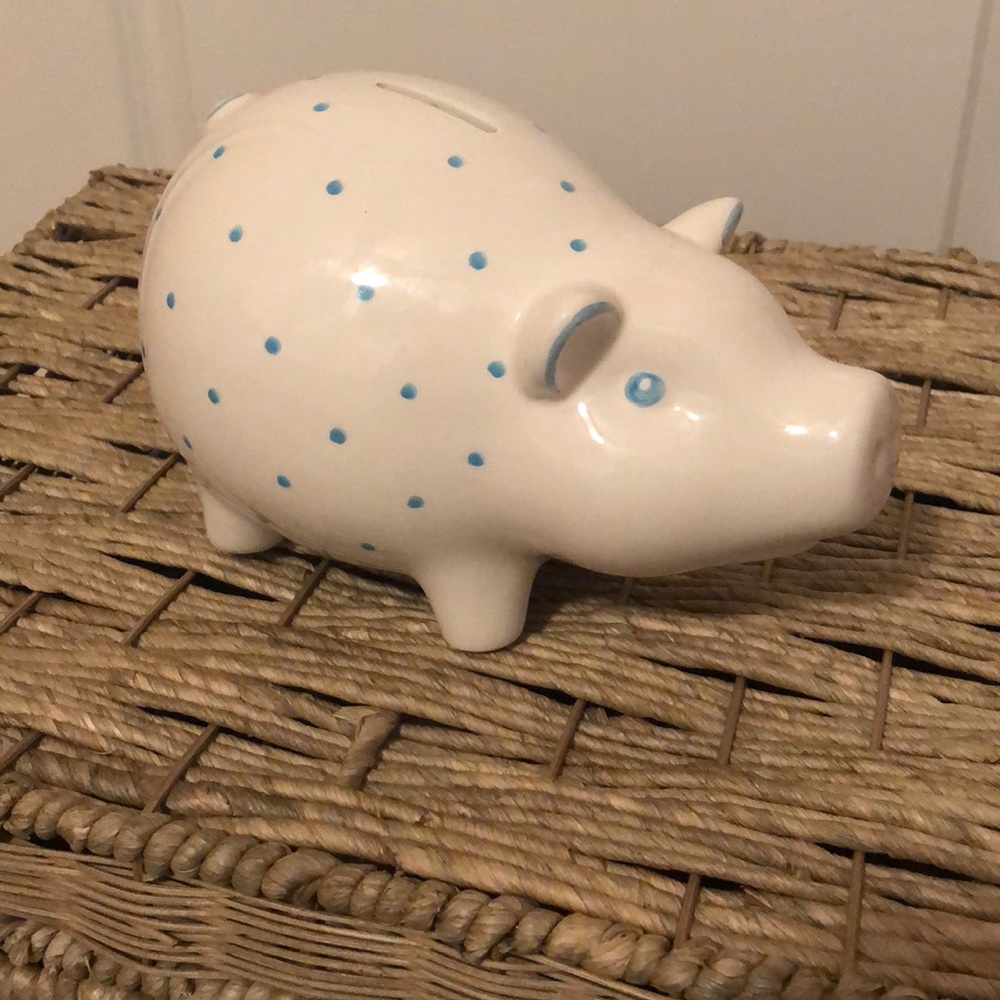 Tiffany & Co. Piggy Bank with blue polka dots